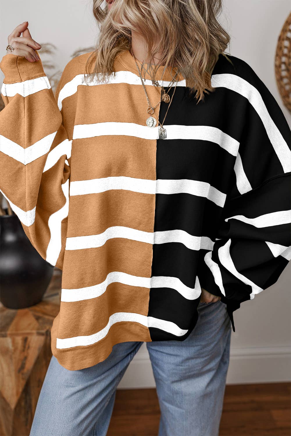 Stripe Colorblock Oversized Sweater | S-2XL