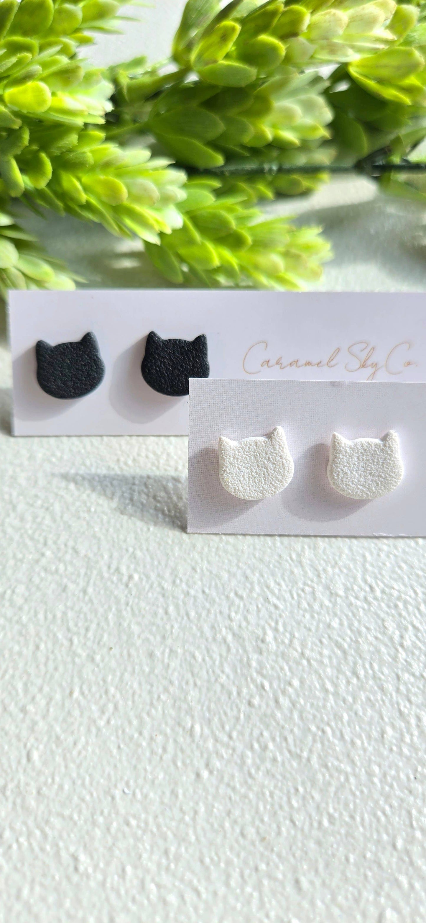 Cat Clay Stud Earrings