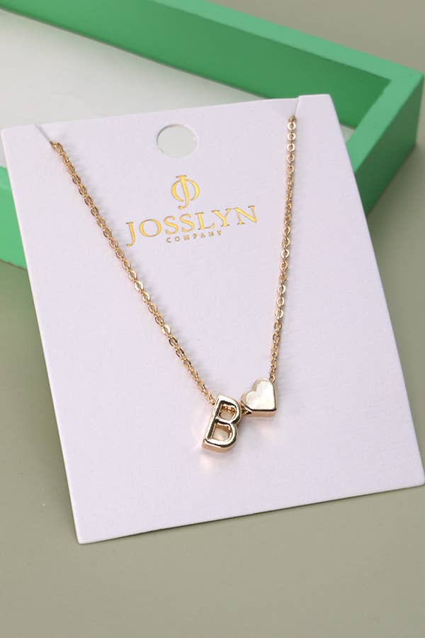 BRASS MONOGRAM INITIAL HEART CHARM NECKLACE | 80N150