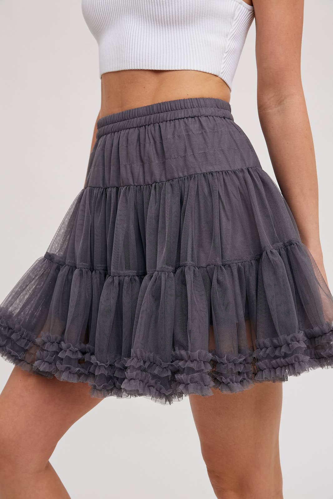 BluIvy RUFFLE-TIERED TULLE TUTU MINI SKIRT