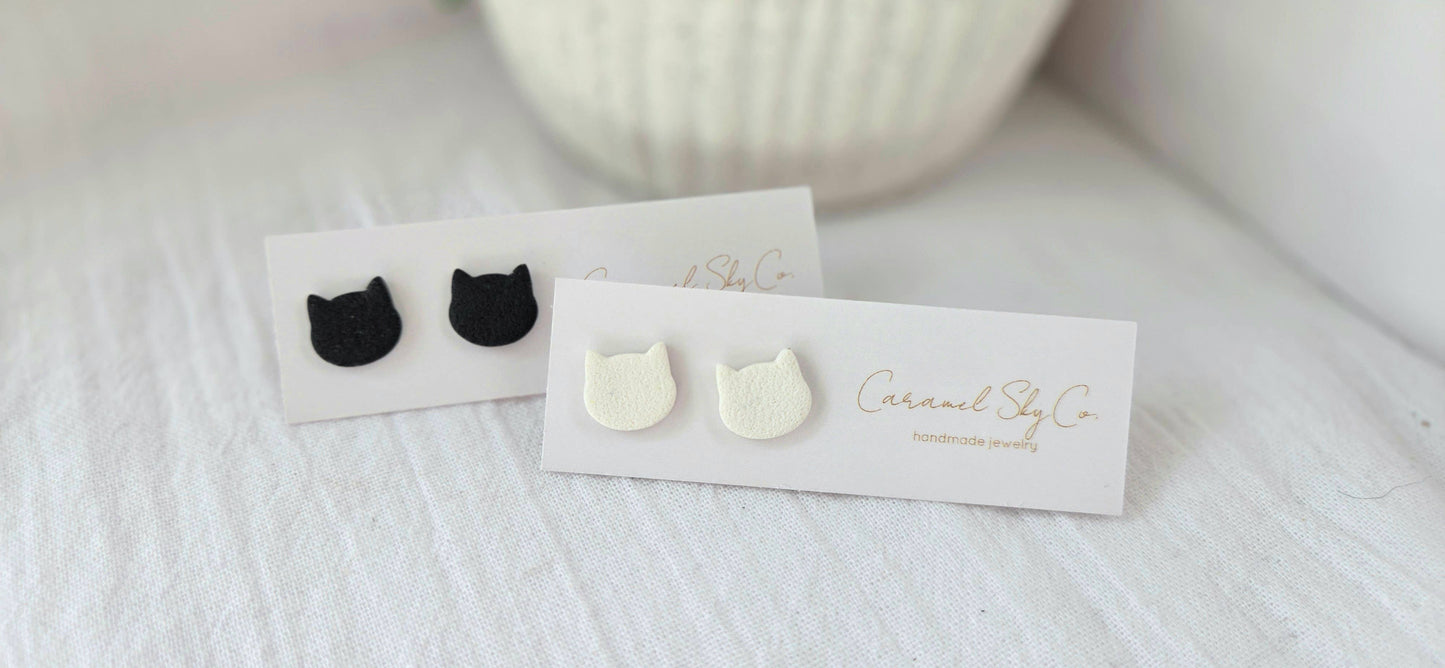 Cat Clay Stud Earrings