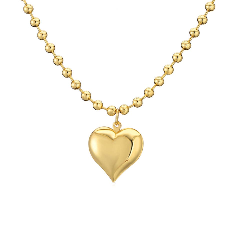 Savvy Heart Beaded Gold Necklace