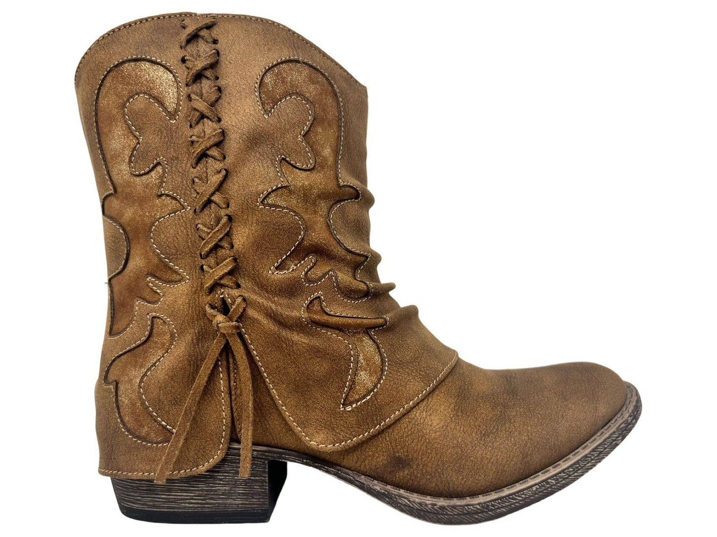 The Don - Very G Western Cuffed Lace Up Detail Boot