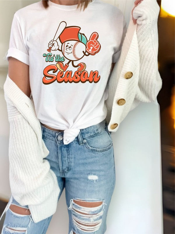 Retro Baseball Guy Tis The Season Baseball Tee