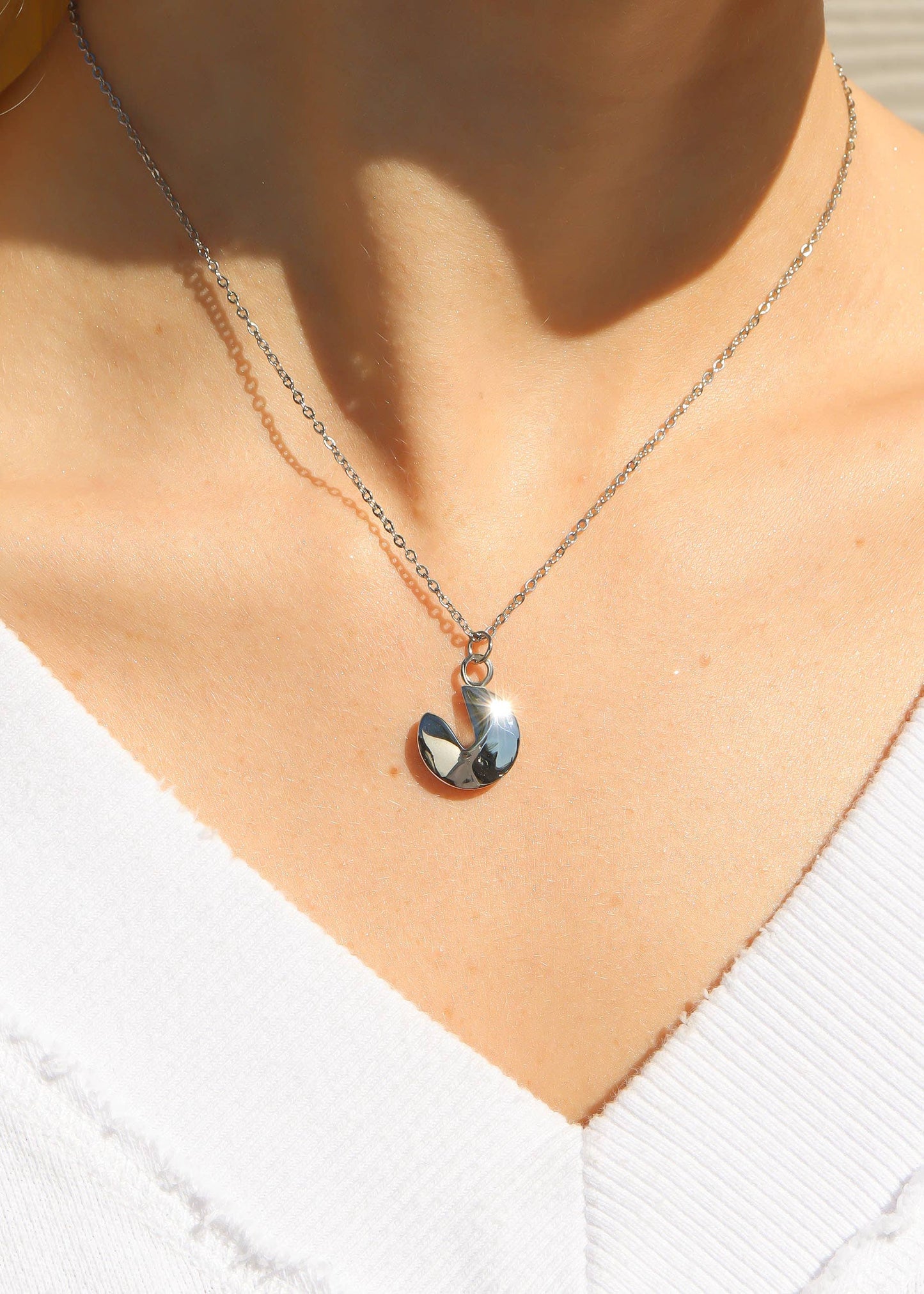 Stainless Steel Loop Chain Necklace-Rose Gold