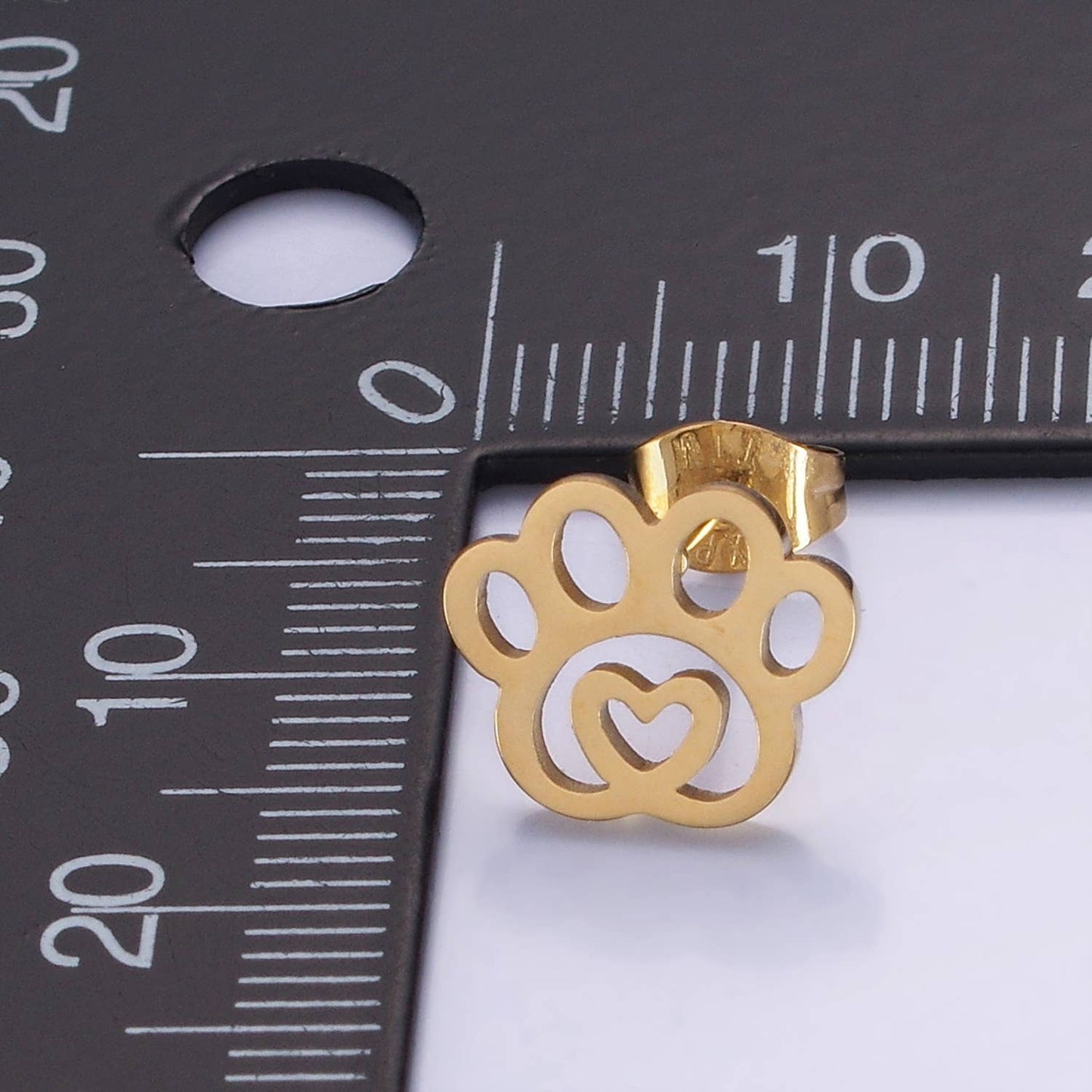 Stainless Steel Heart Animal Paw Print Stud Earrings