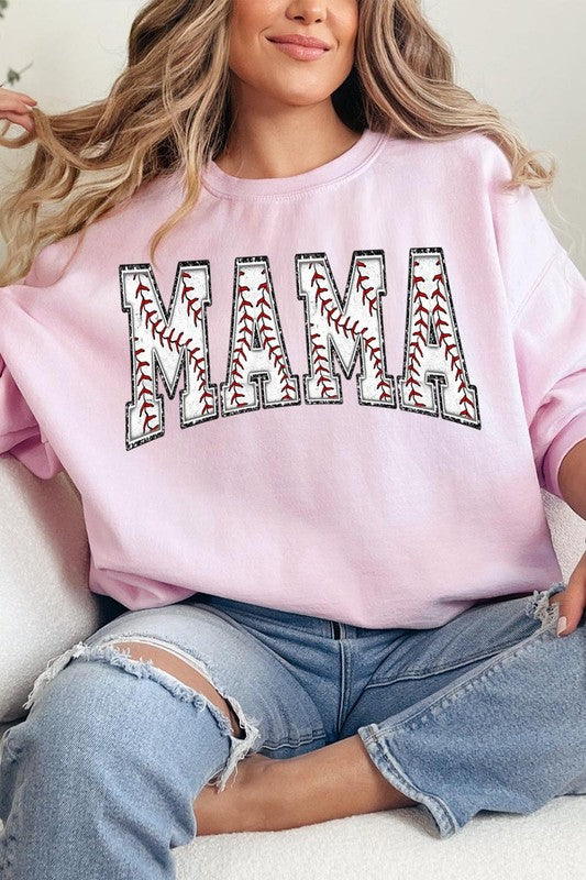 Baseball Mama Graphic Fleece Sweatshirts