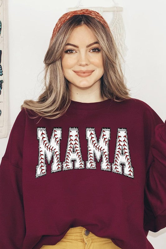 Baseball Mama Graphic Fleece Sweatshirts