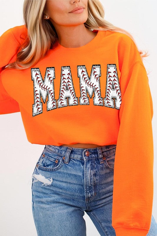 Baseball Mama Graphic Fleece Sweatshirts