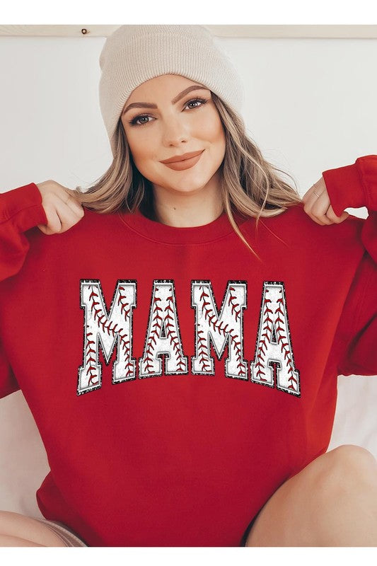 Baseball Mama Graphic Fleece Sweatshirts