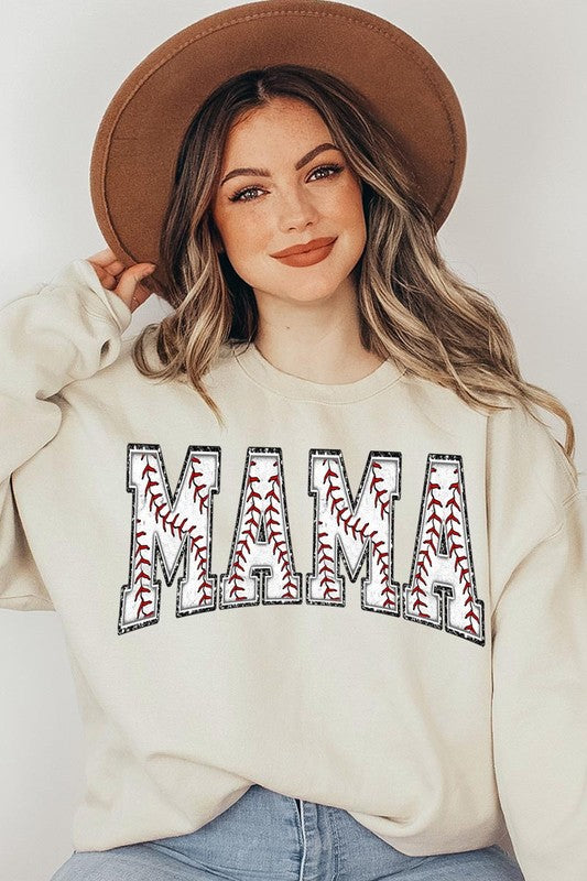 Baseball Mama Graphic Fleece Sweatshirts