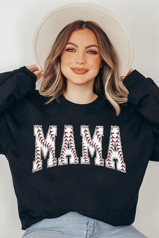 Baseball Mama Graphic Fleece Sweatshirts
