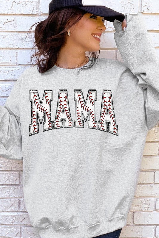 Baseball Mama Graphic Fleece Sweatshirts