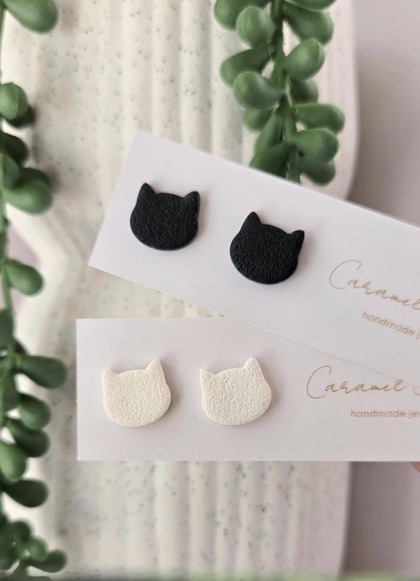 Cat Clay Stud Earrings