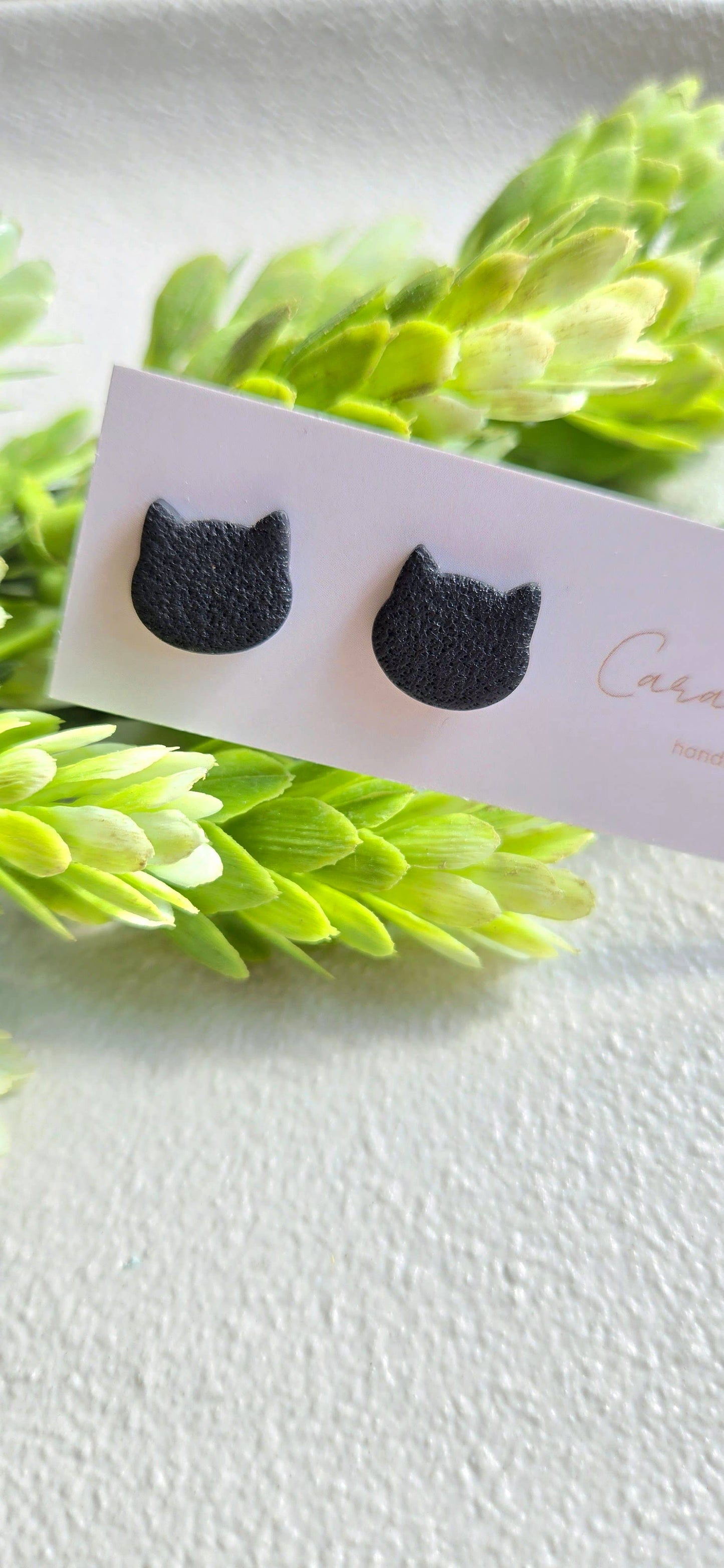 Cat Clay Stud Earrings
