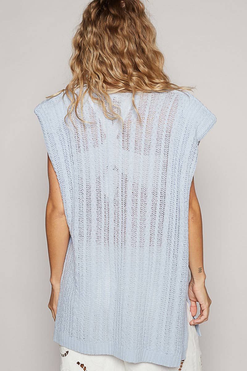 Graphic lettering round sleeveless top