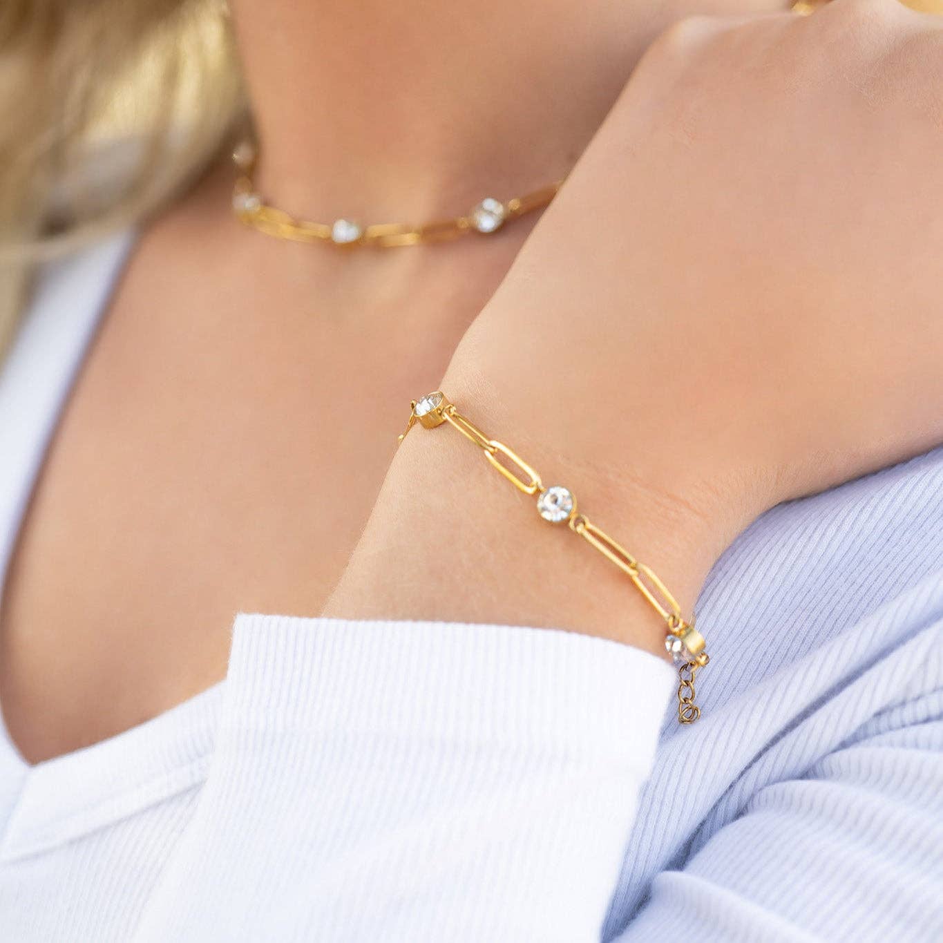 Stone Paperclip Chain Bracelet
