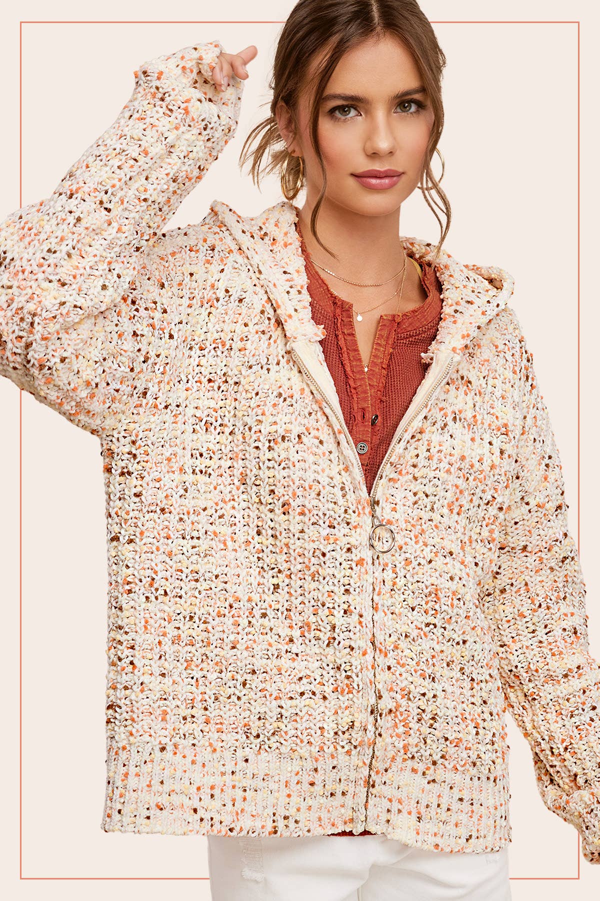 Pumpkin Pie Confetti Zip-Up Hoodie Sweater