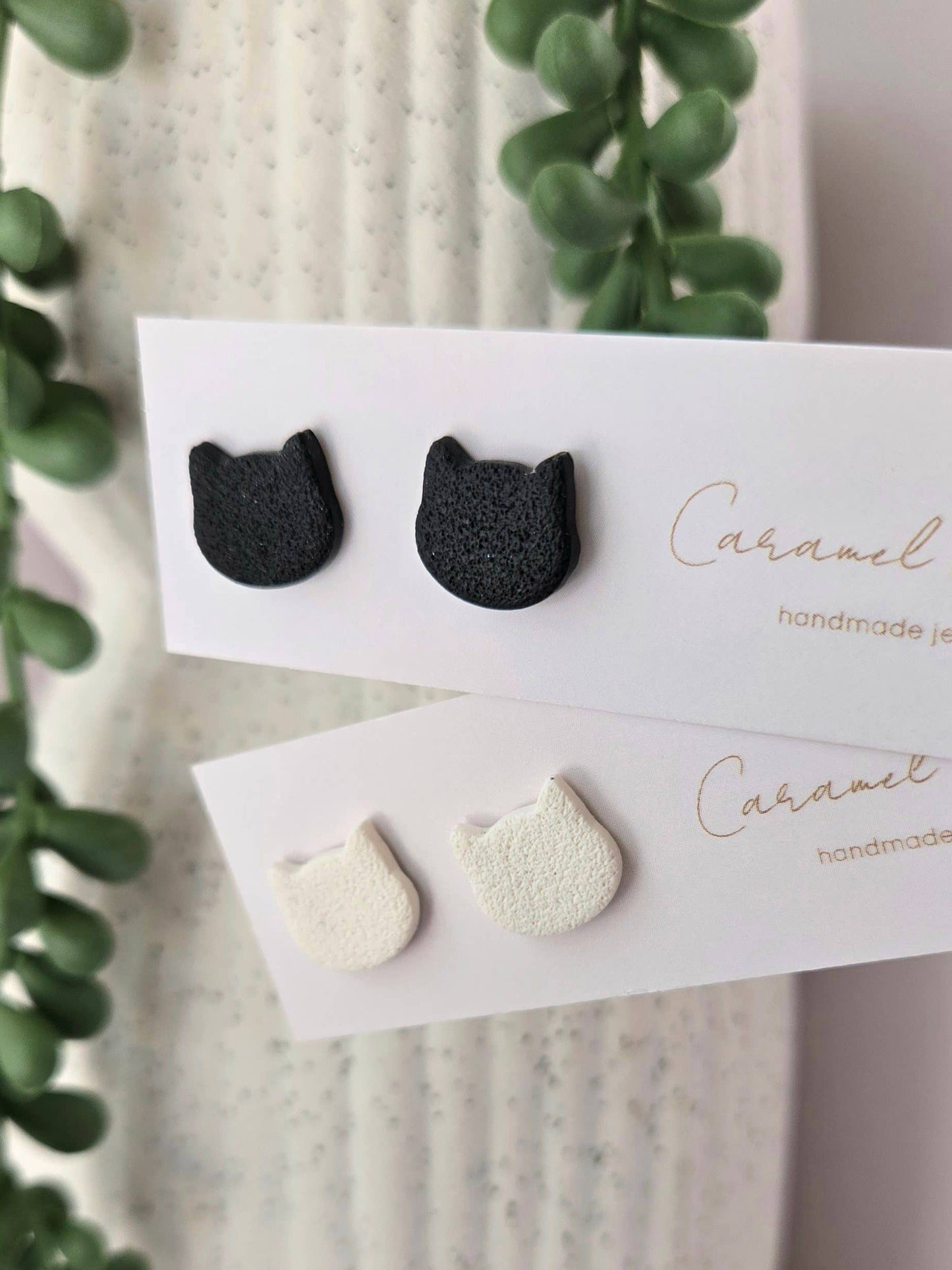 Cat Clay Stud Earrings