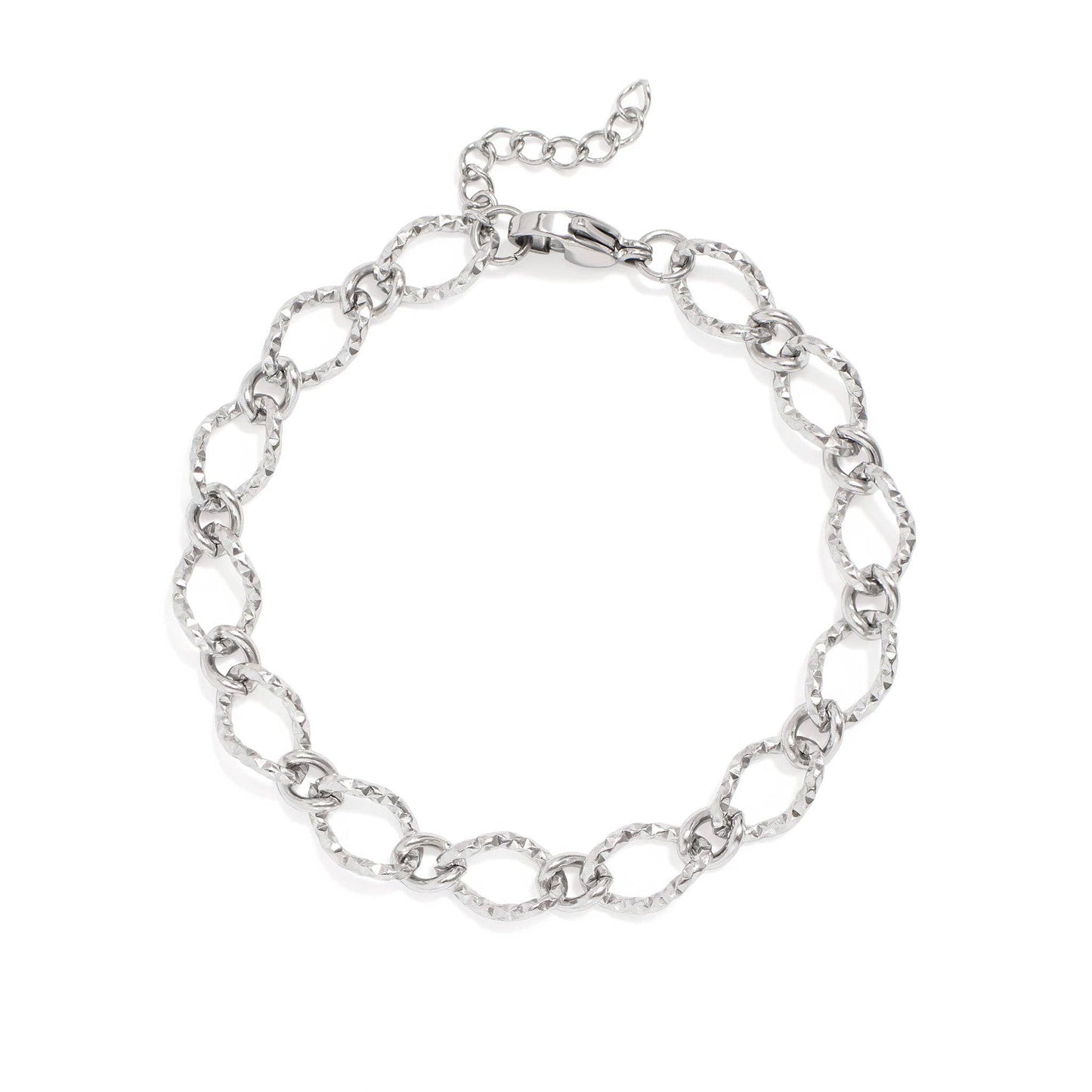 Hammered Oval Chain Bracelet