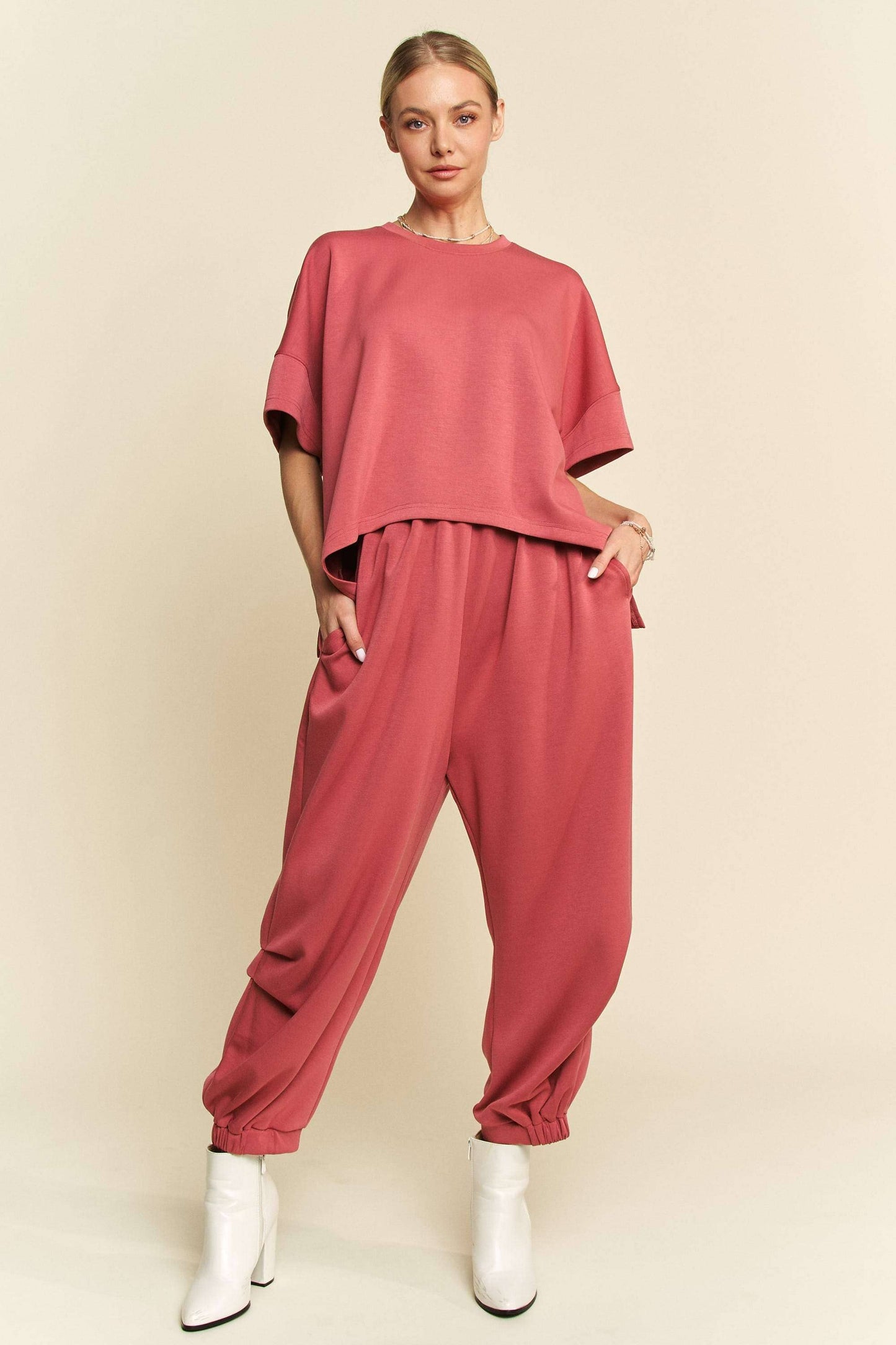 FLOWY TOP WITH ELASTIC WAIST BAND PANTS SET