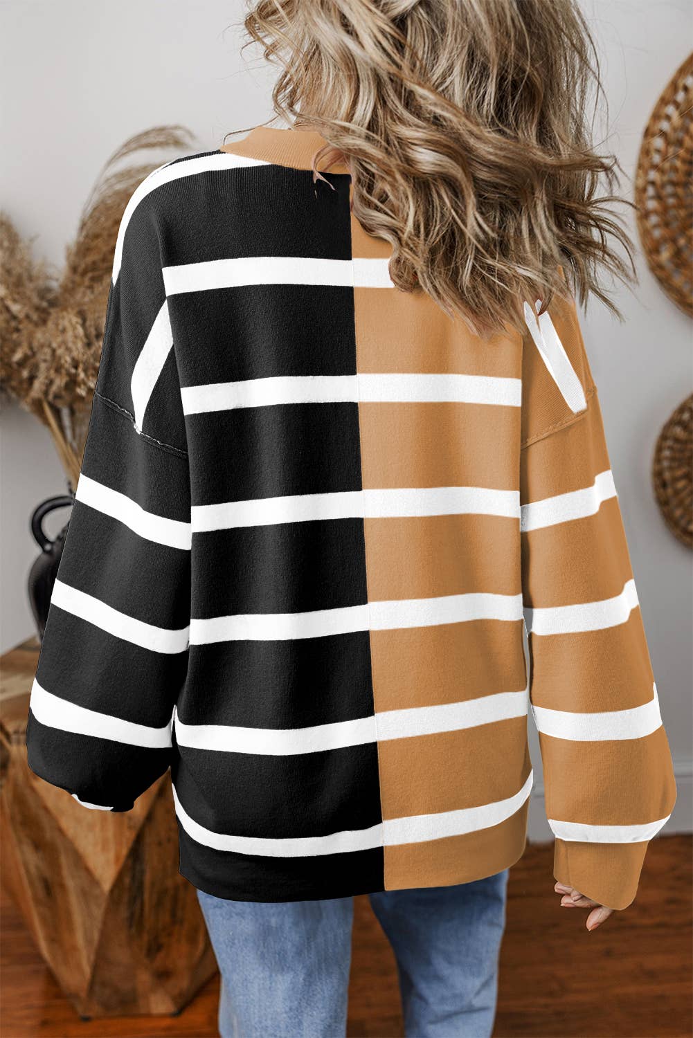 Stripe Colorblock Oversized Sweater | S-2XL