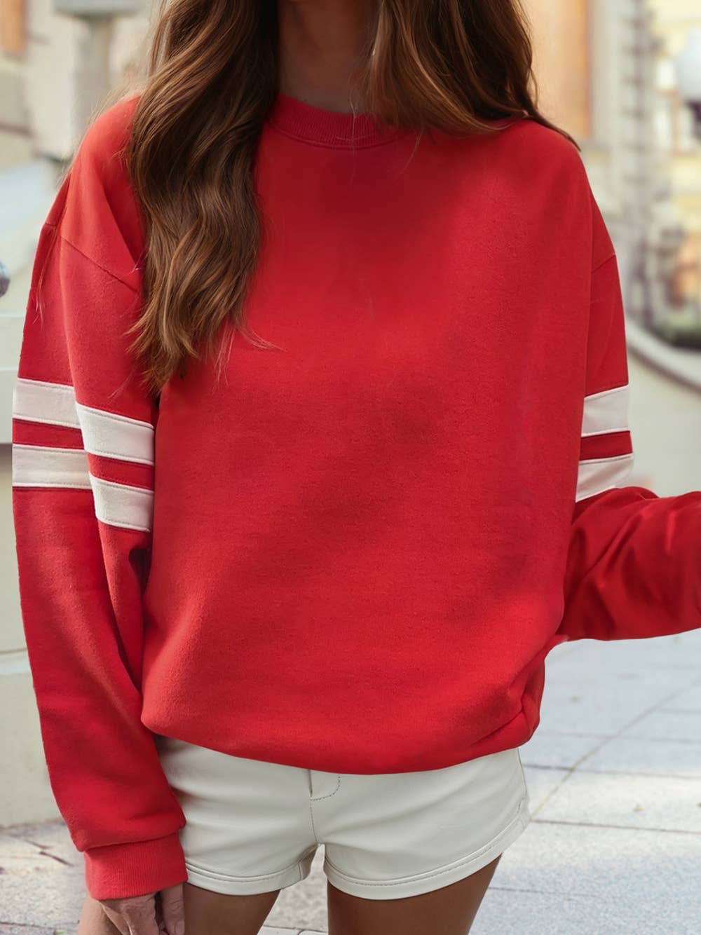 Varsity Striped Detail Drop Shoulder Oversized Sweatshirt