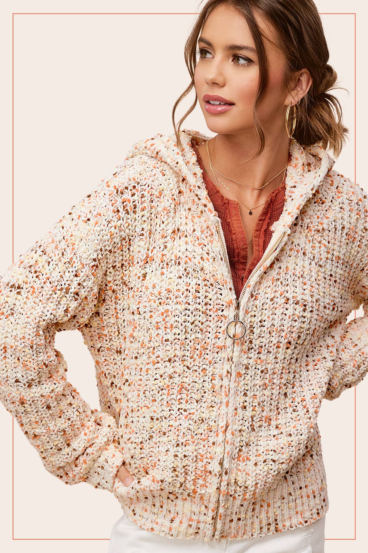 Pumpkin Pie Confetti Zip-Up Hoodie Sweater