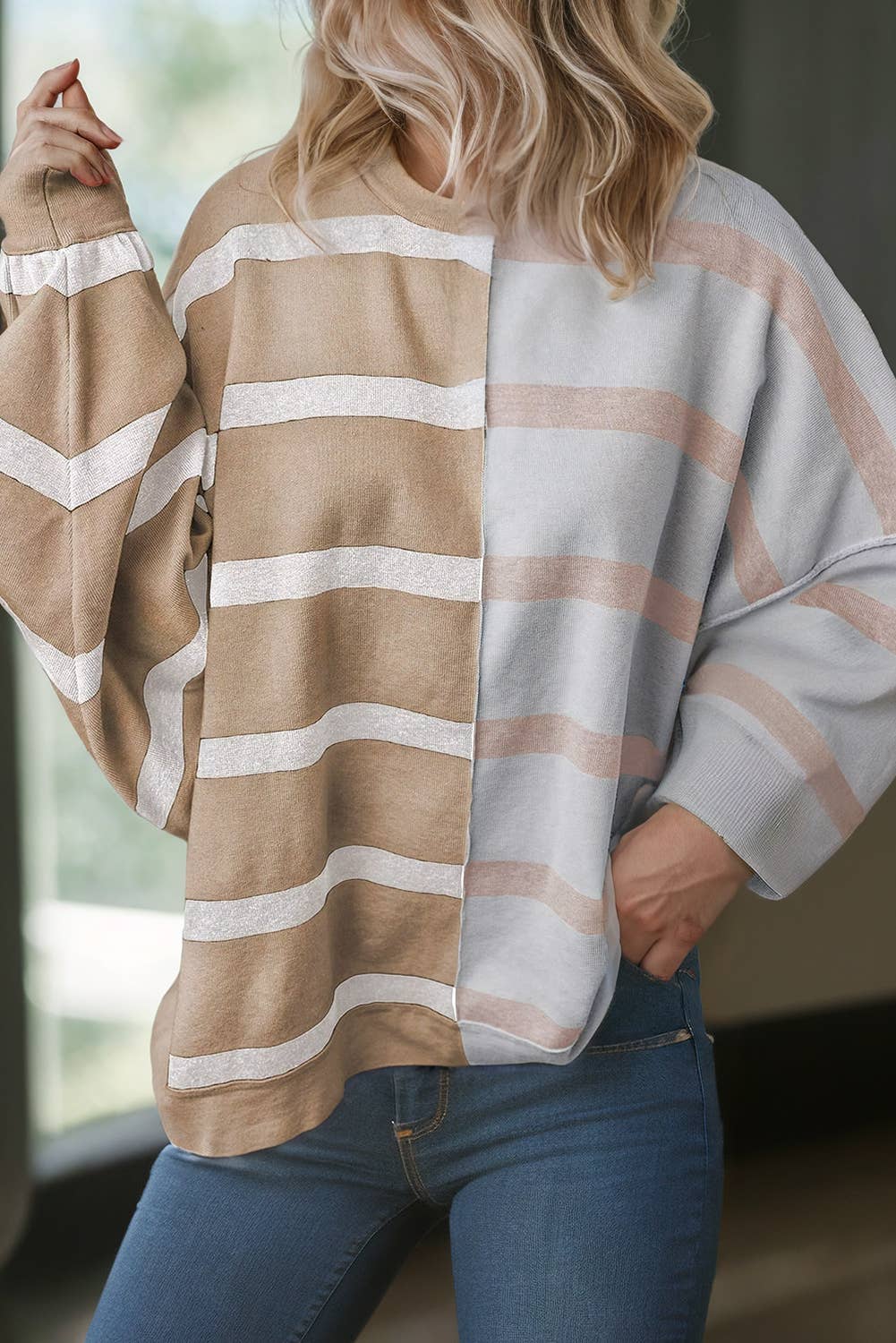 Stripe Colorblock Oversized Sweater | S-2XL