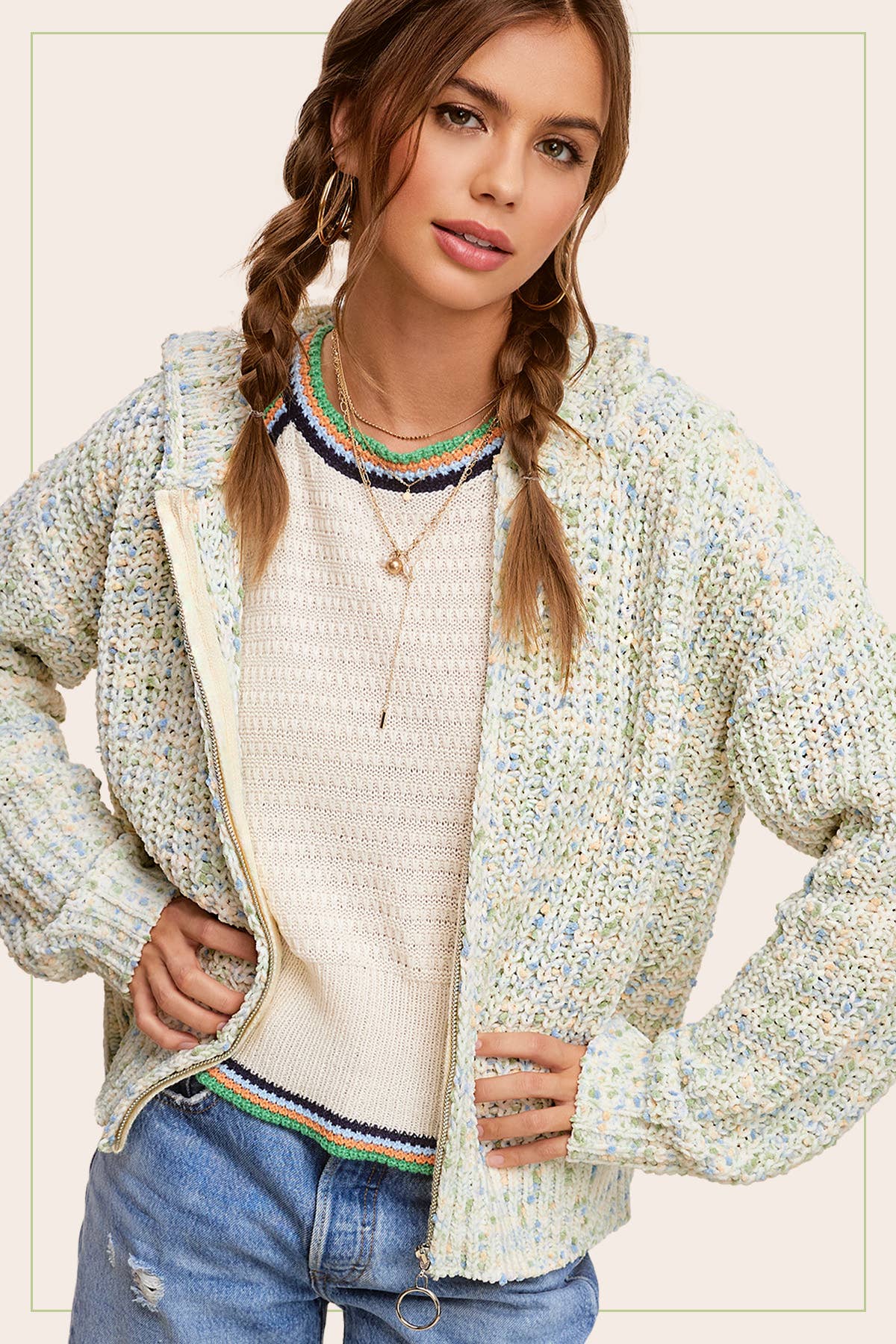 Pumpkin Pie Confetti Zip-Up Hoodie Sweater