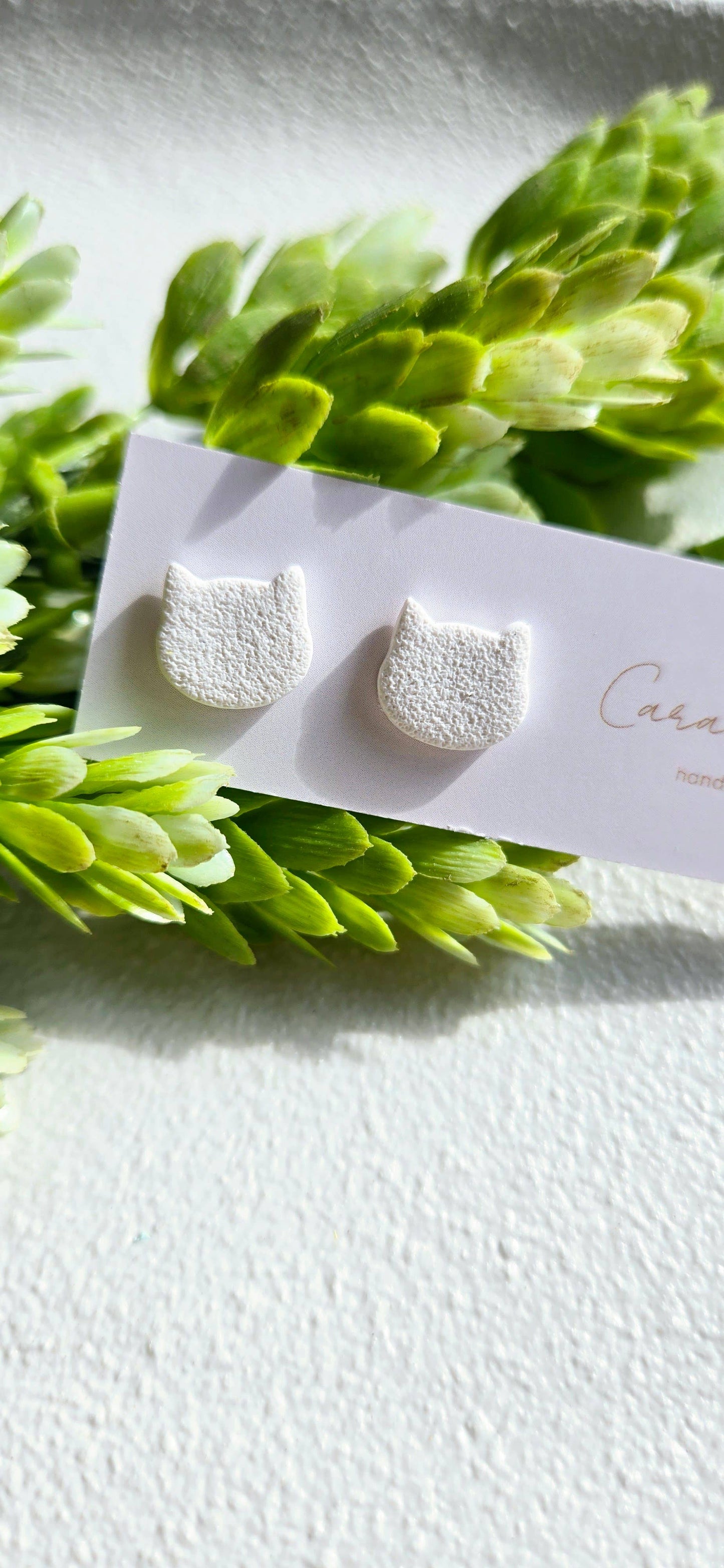 Cat Clay Stud Earrings