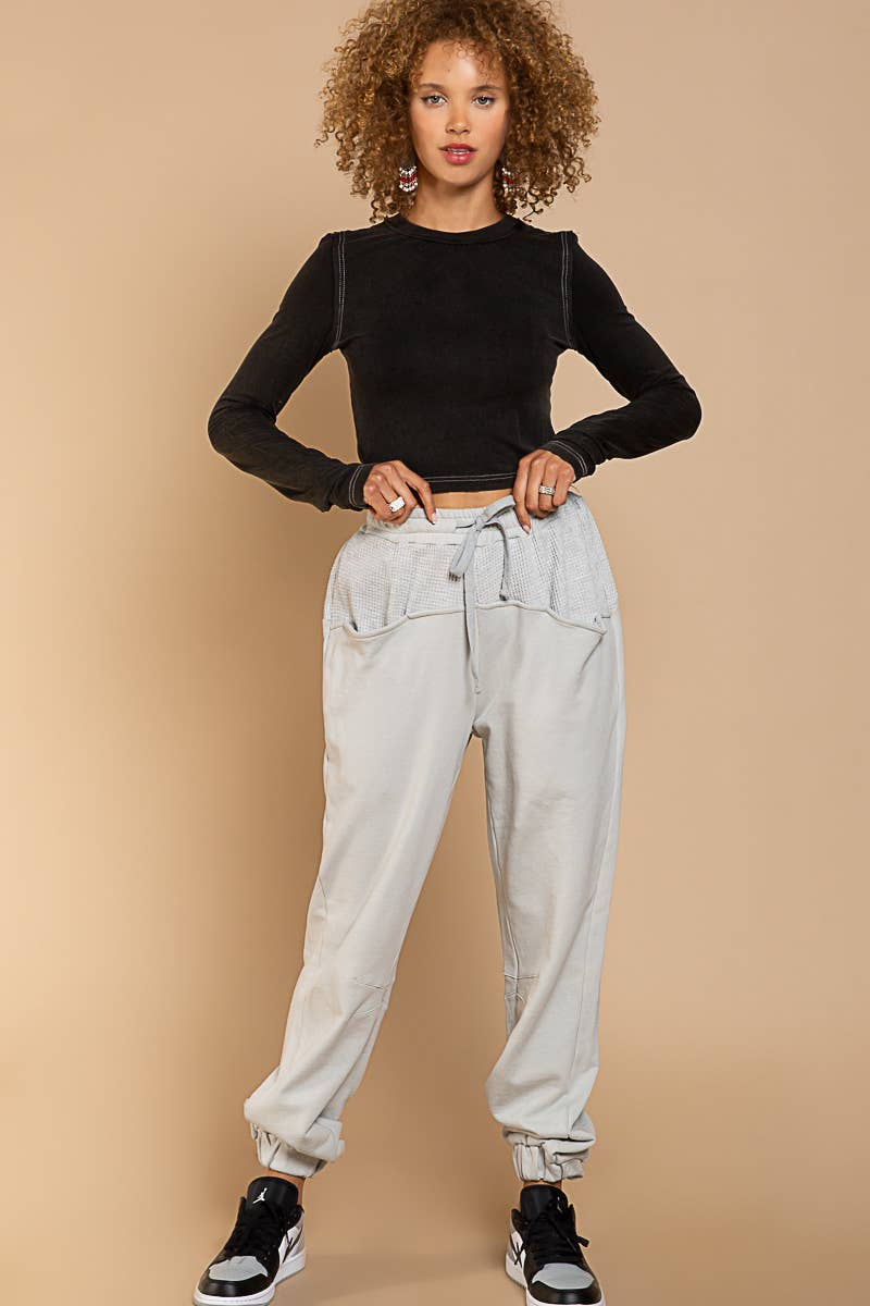 Solid drawstring front pockets jogger pants