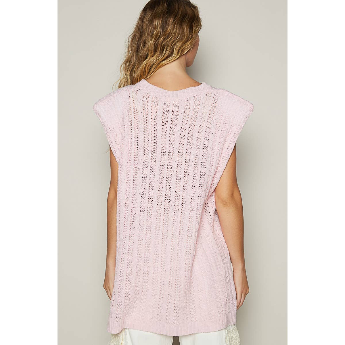 Graphic lettering round sleeveless top