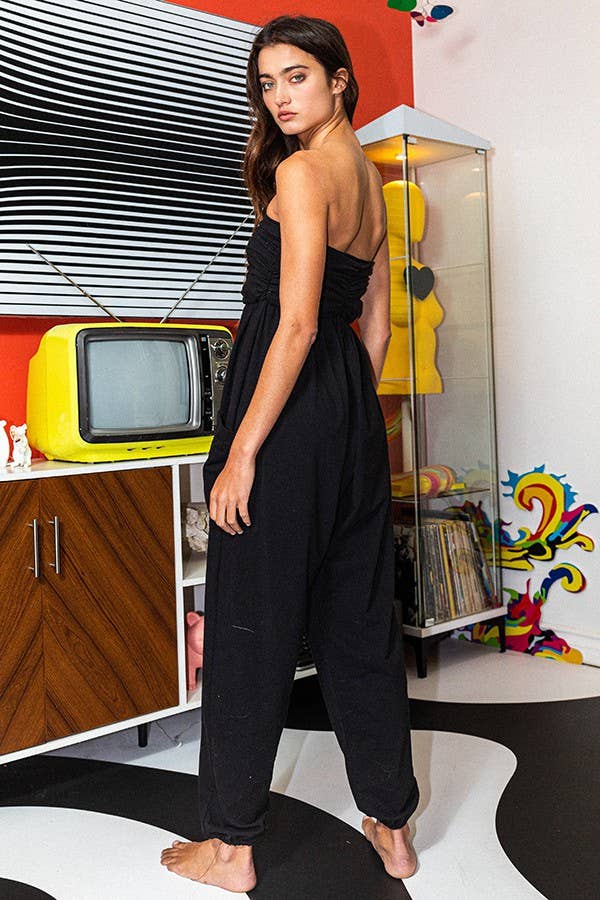 Bucketlist Strapless Drop Crotch Jogger Jumpsuit