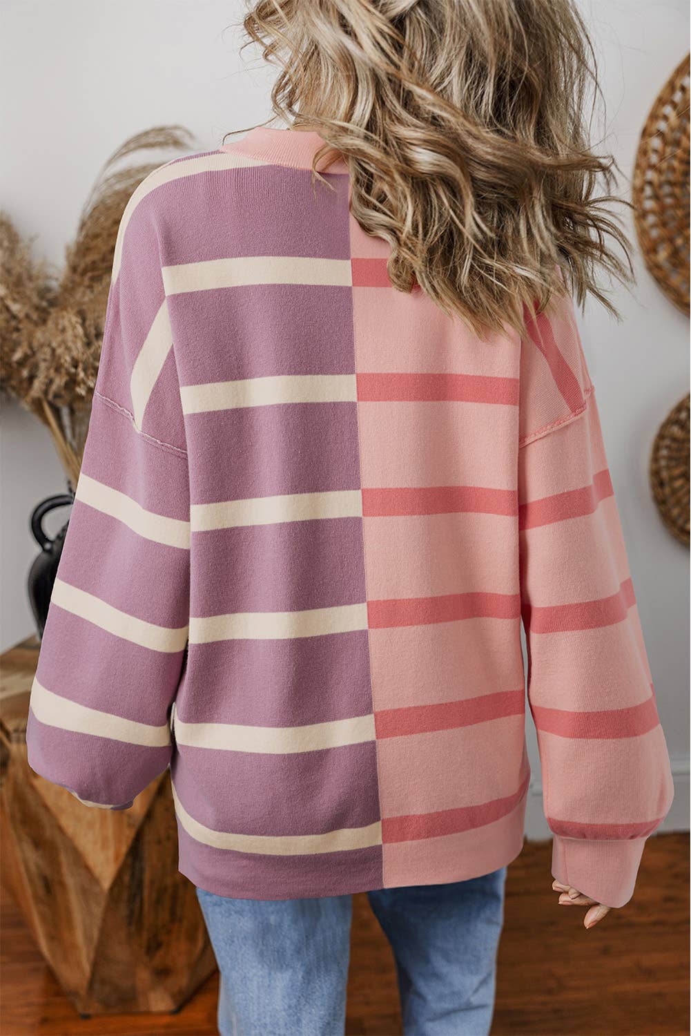 Stripe Colorblock Oversized Sweater | S-2XL