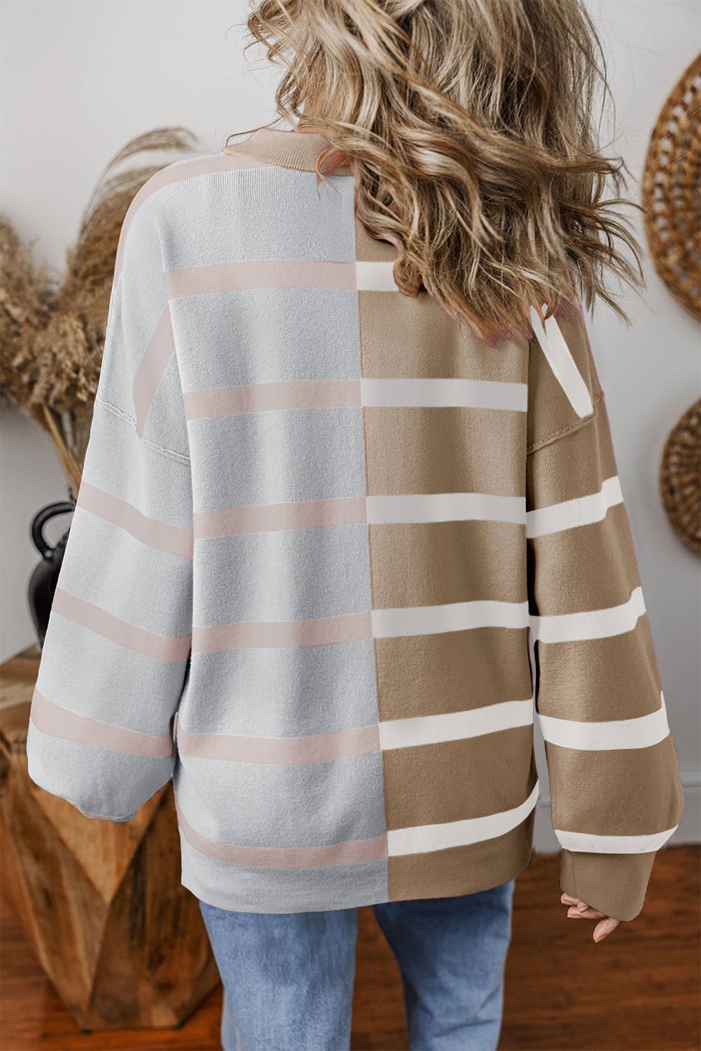 Stripe Colorblock Oversized Sweater | S-2XL