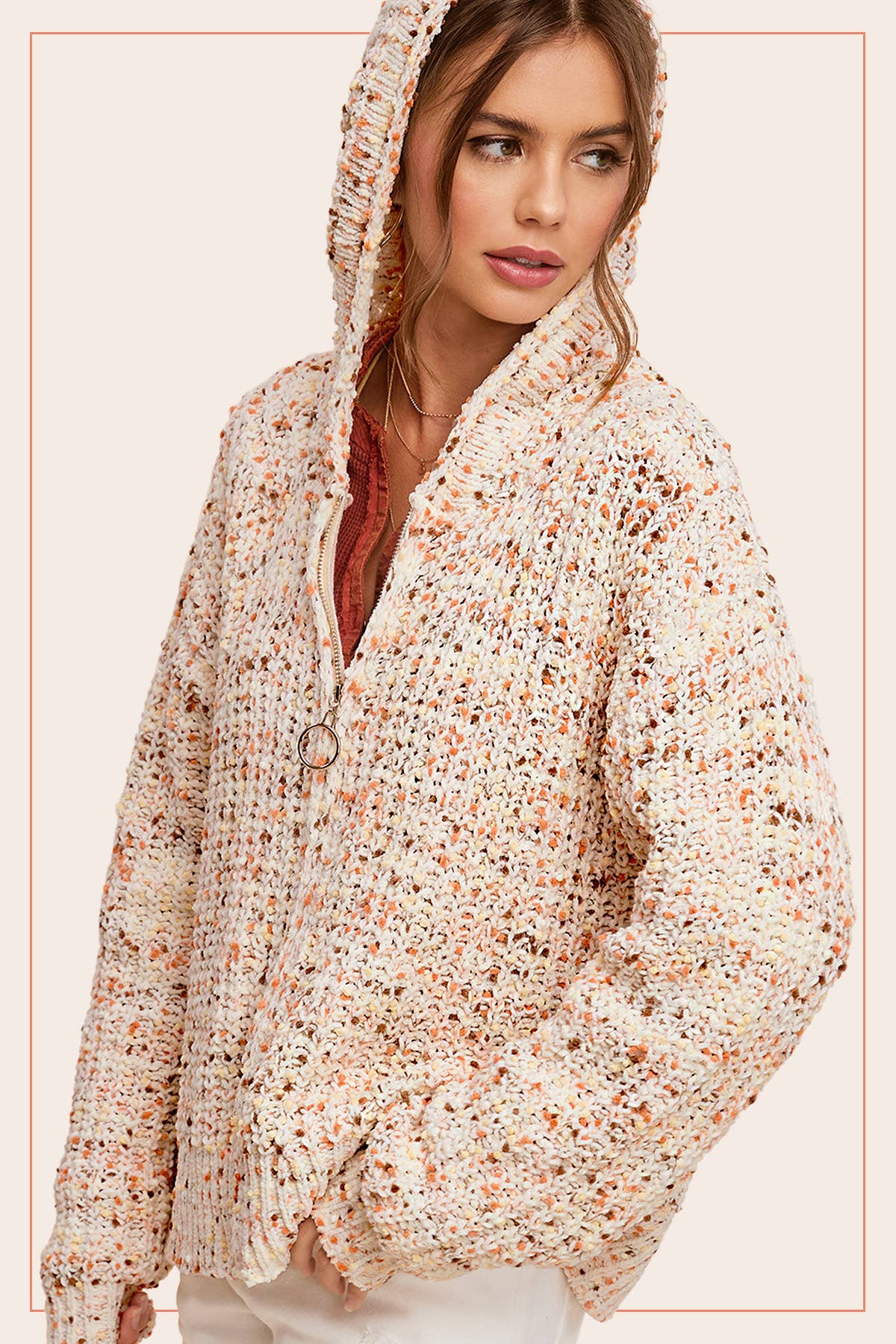 Pumpkin Pie Confetti Zip-Up Hoodie Sweater