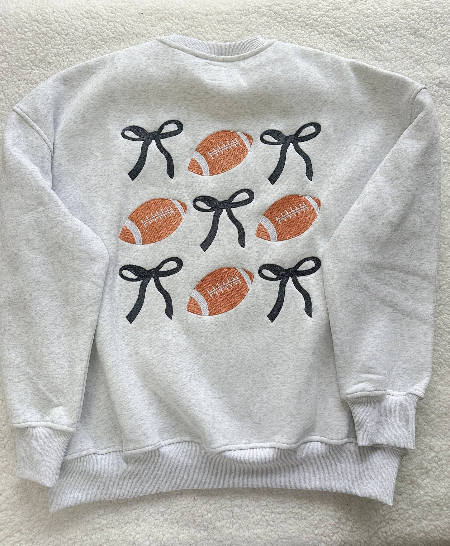 Game Day Embroider Football Bows Sweatshirt