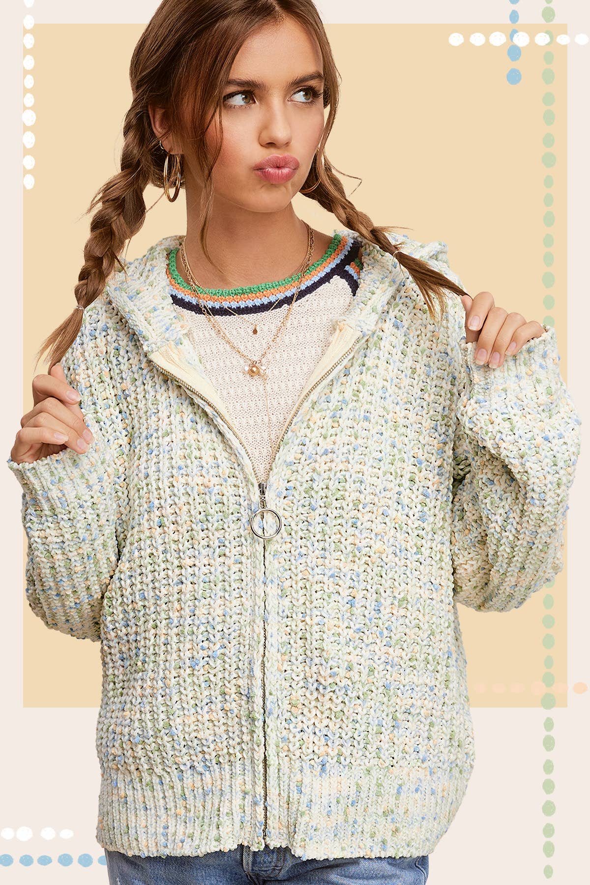 Pumpkin Pie Confetti Zip-Up Hoodie Sweater