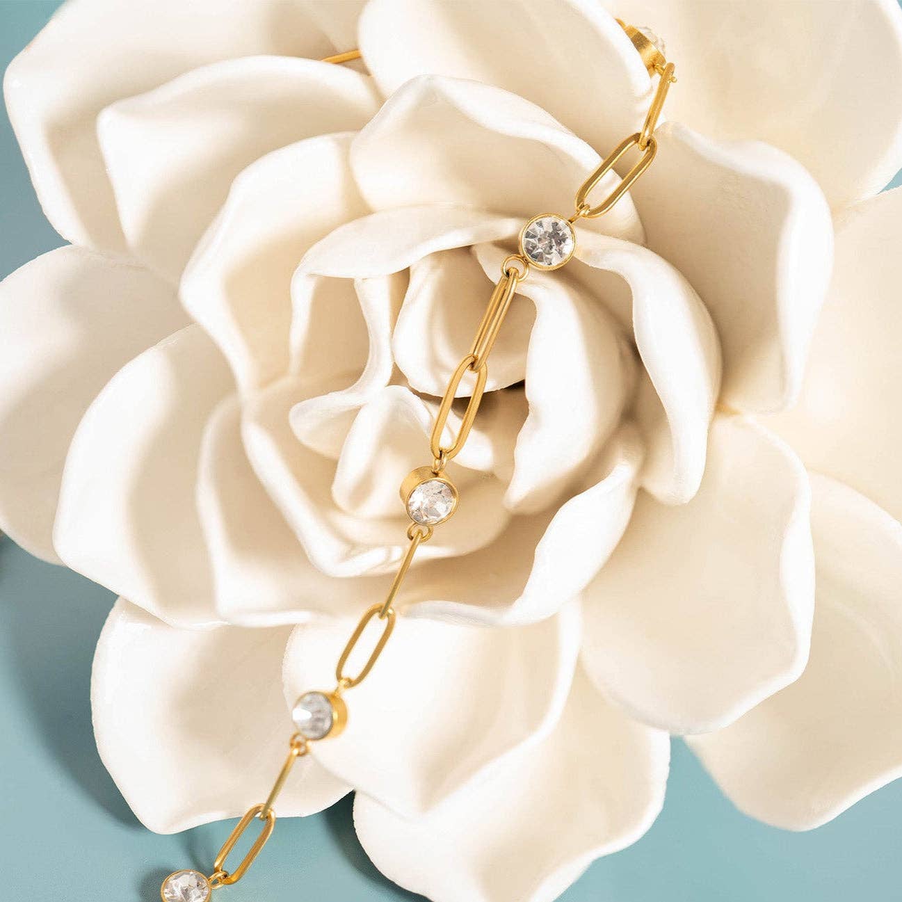 Stone Paperclip Chain Bracelet