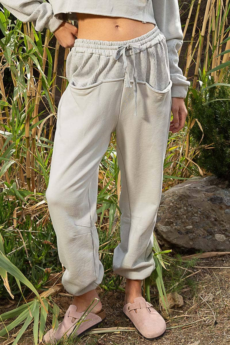 Solid drawstring front pockets jogger pants