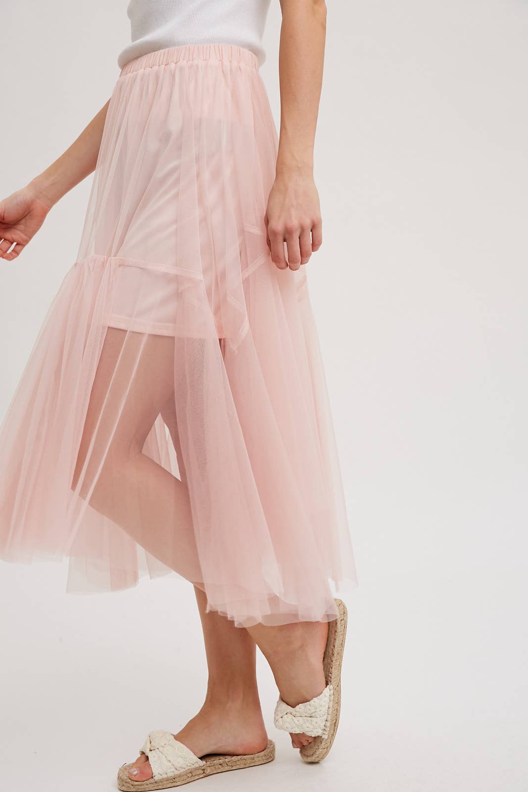 Bluivy MESH PLEATED MIDI TULLE SKIRT