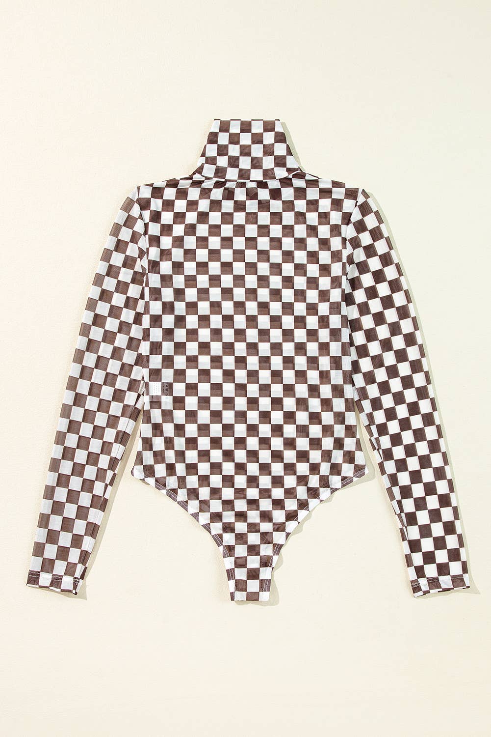 Checkered Printed High Neck Bodysuit