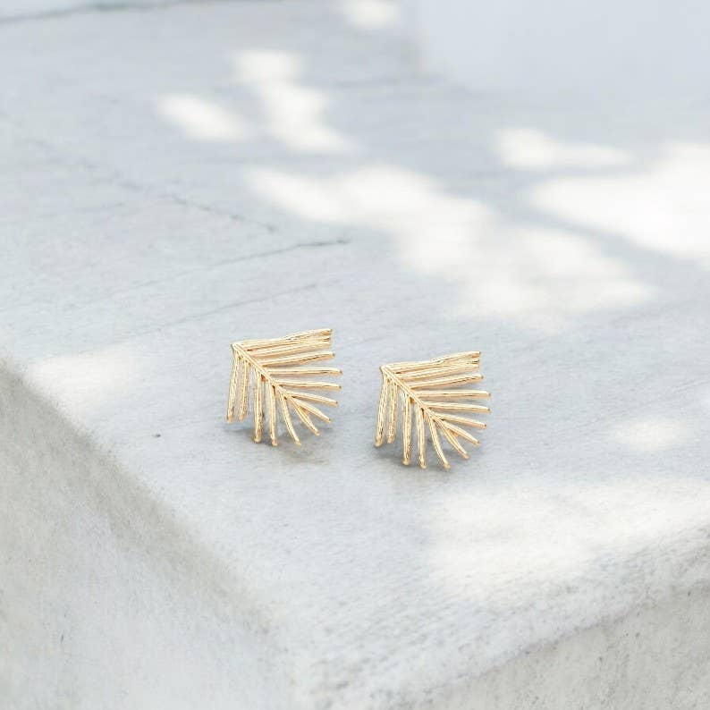Palm Perfection | Gold-Plated Stud Earrings