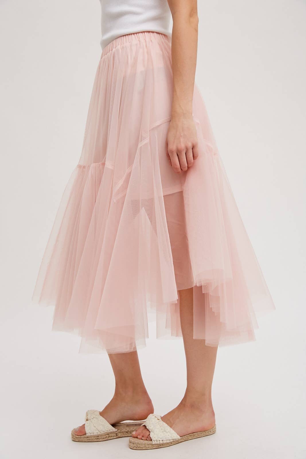 Bluivy MESH PLEATED MIDI TULLE SKIRT