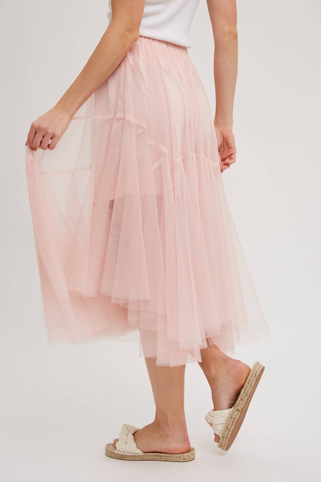 Bluivy MESH PLEATED MIDI TULLE SKIRT