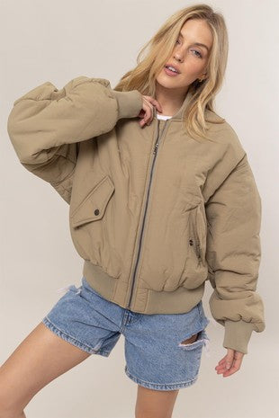 Oversized Bomber Puffer Jacket