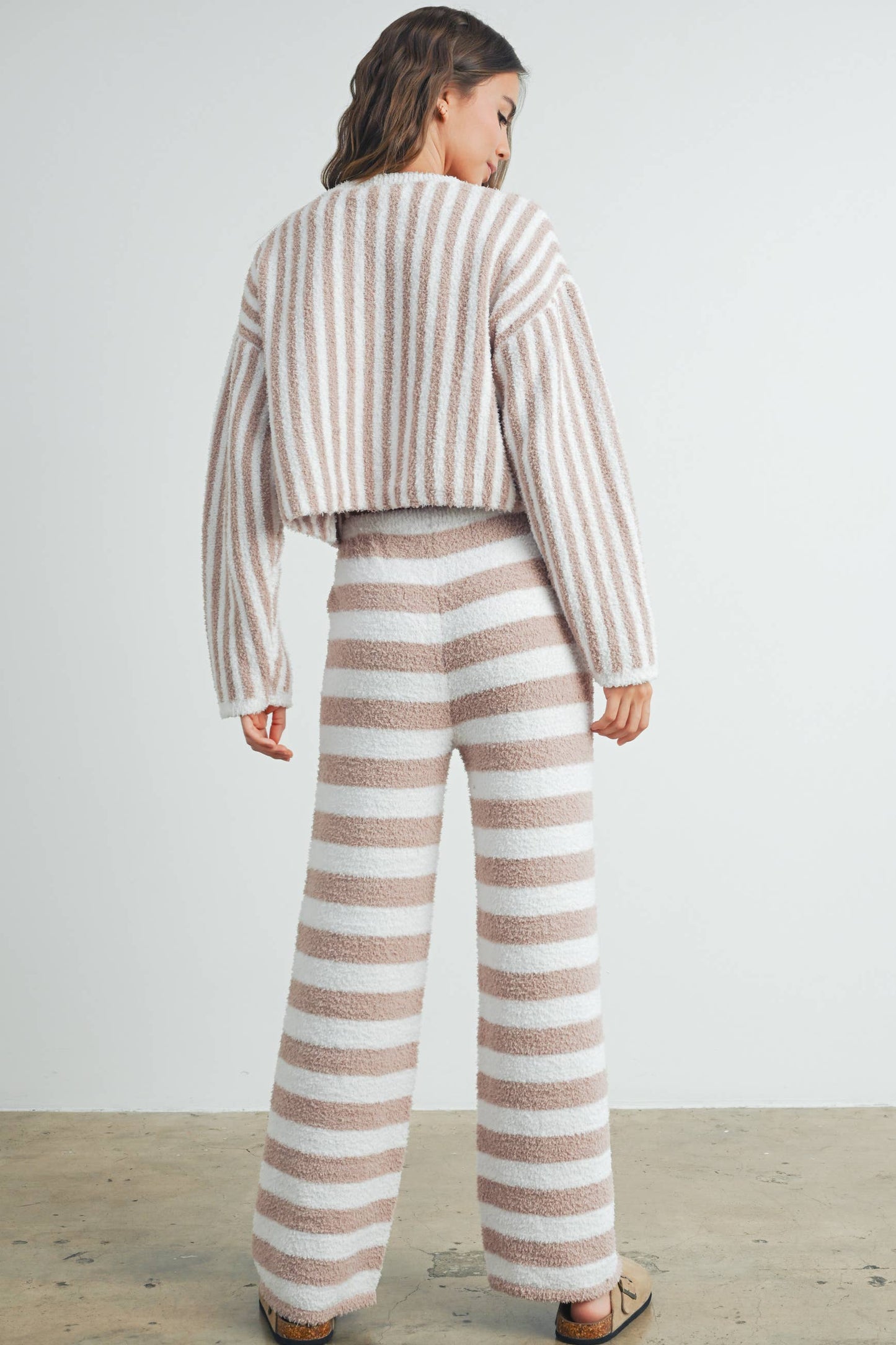 COZY STRIPED DRAWSTRING PANTS