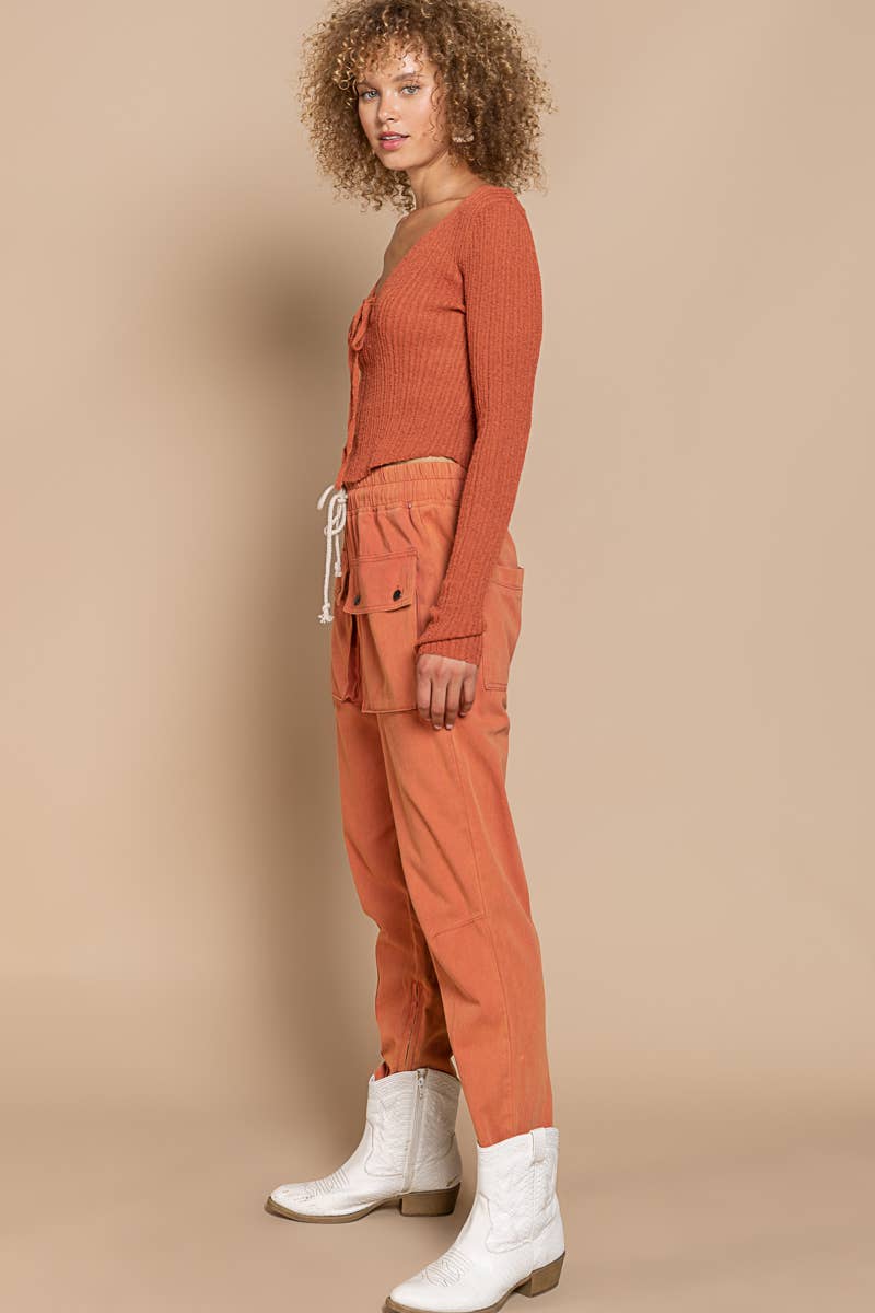 Zipper on leg opening big pockets pants