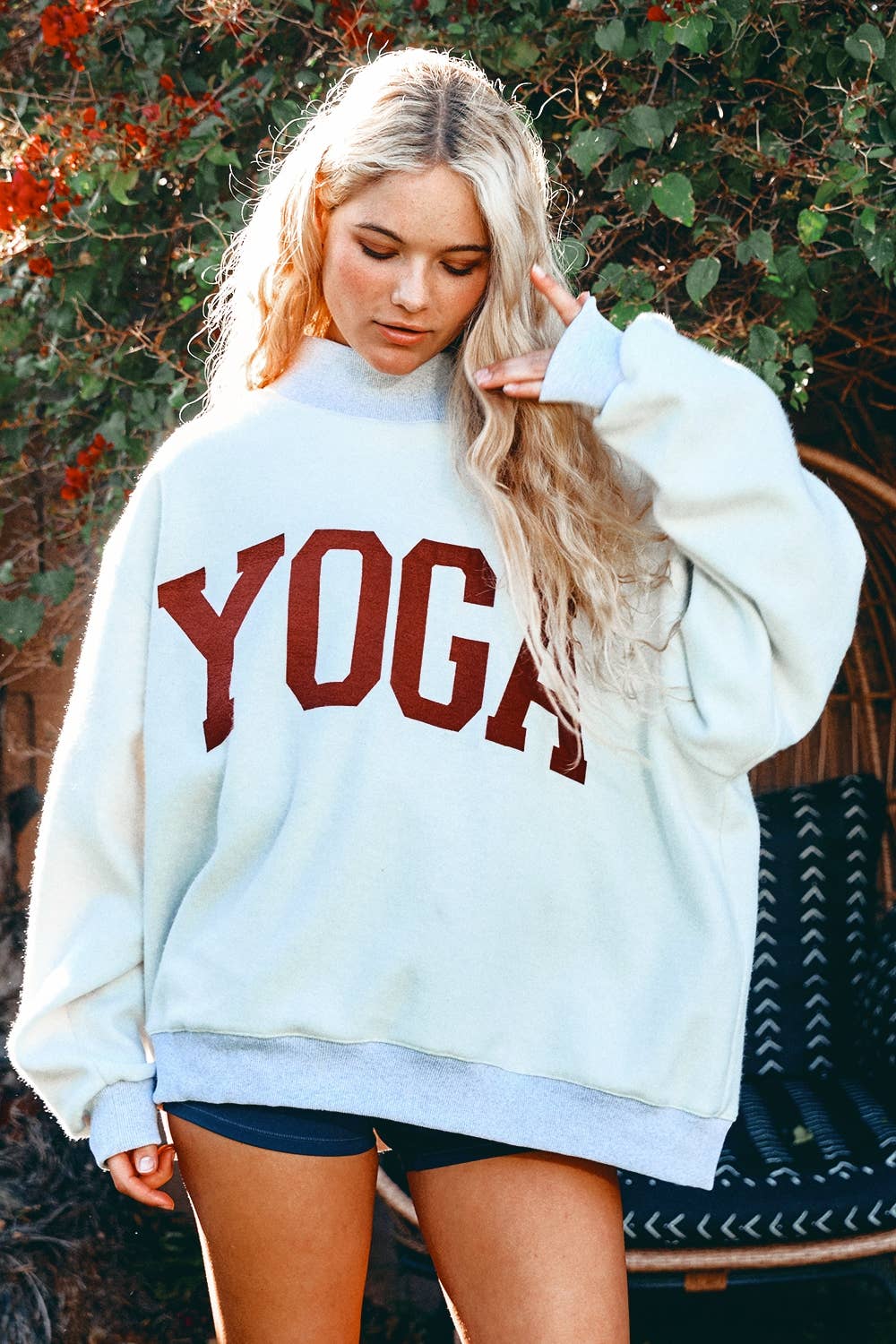 PILATES & YOGA' Print Reversible Sweatshirt